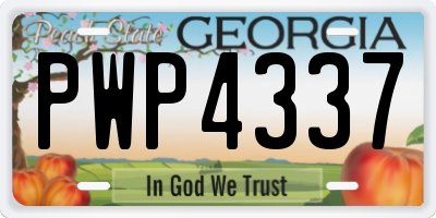GA license plate PWP4337