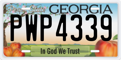 GA license plate PWP4339