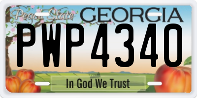 GA license plate PWP4340