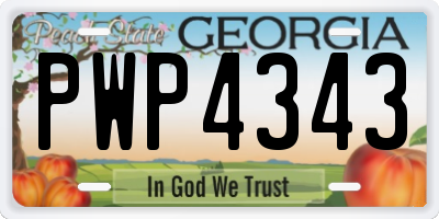 GA license plate PWP4343