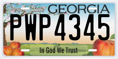 GA license plate PWP4345