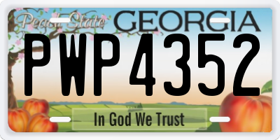GA license plate PWP4352