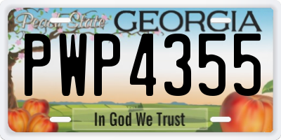 GA license plate PWP4355