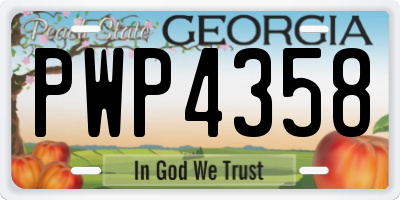 GA license plate PWP4358
