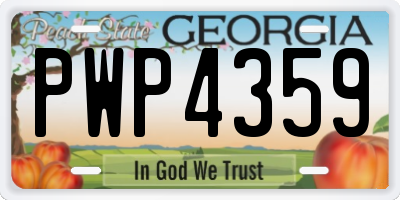 GA license plate PWP4359
