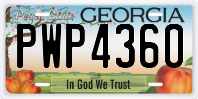 GA license plate PWP4360