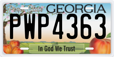 GA license plate PWP4363