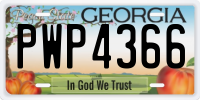GA license plate PWP4366