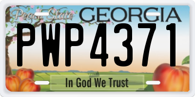 GA license plate PWP4371