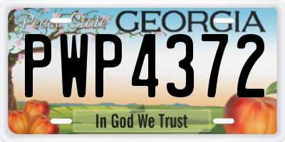 GA license plate PWP4372