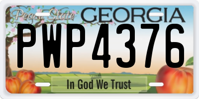 GA license plate PWP4376