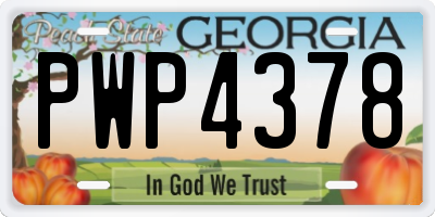 GA license plate PWP4378