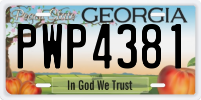 GA license plate PWP4381