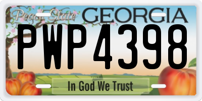 GA license plate PWP4398