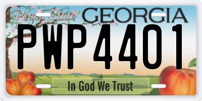 GA license plate PWP4401