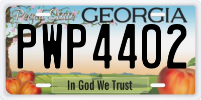 GA license plate PWP4402