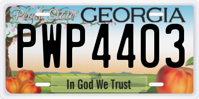 GA license plate PWP4403