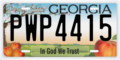 GA license plate PWP4415