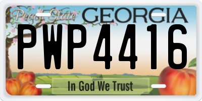 GA license plate PWP4416
