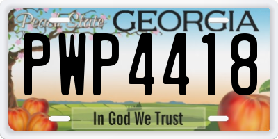 GA license plate PWP4418