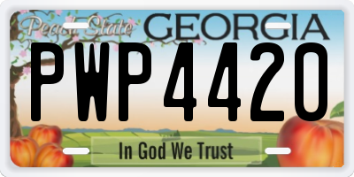 GA license plate PWP4420