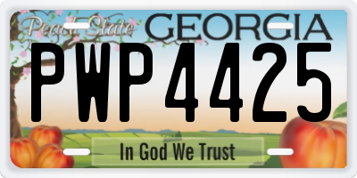 GA license plate PWP4425