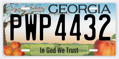 GA license plate PWP4432