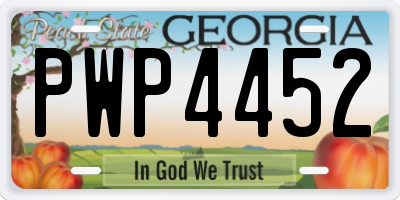 GA license plate PWP4452