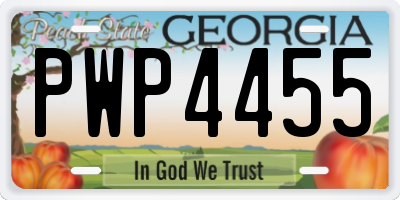GA license plate PWP4455
