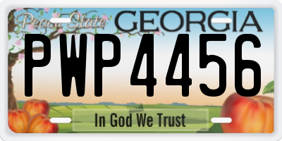 GA license plate PWP4456