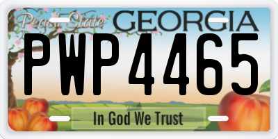 GA license plate PWP4465