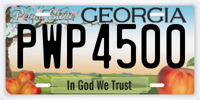 GA license plate PWP4500