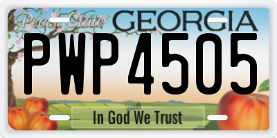 GA license plate PWP4505