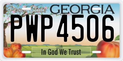 GA license plate PWP4506