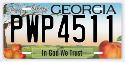 GA license plate PWP4511