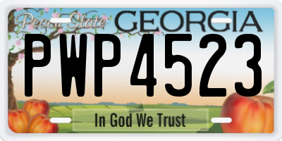 GA license plate PWP4523