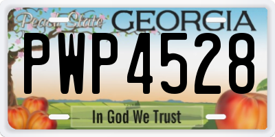 GA license plate PWP4528
