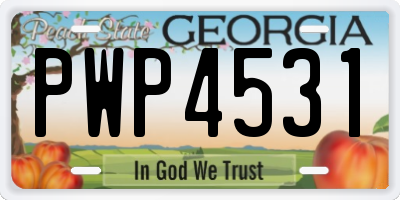 GA license plate PWP4531