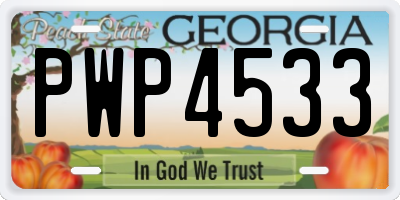 GA license plate PWP4533