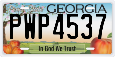 GA license plate PWP4537