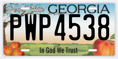 GA license plate PWP4538
