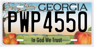 GA license plate PWP4550