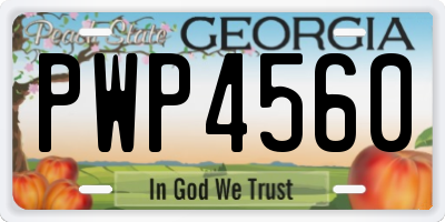 GA license plate PWP4560