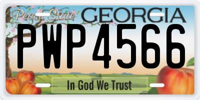 GA license plate PWP4566