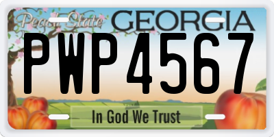 GA license plate PWP4567