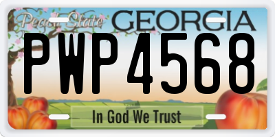 GA license plate PWP4568