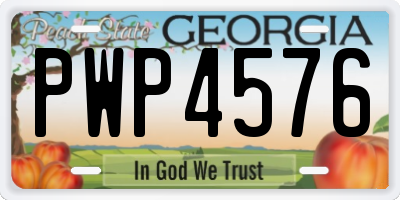GA license plate PWP4576