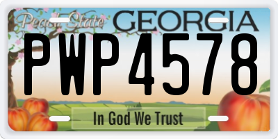 GA license plate PWP4578