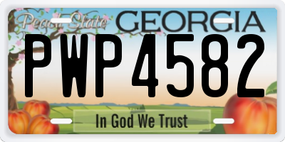 GA license plate PWP4582
