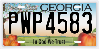GA license plate PWP4583
